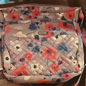 Lug Crossbody Bag with Floral Design - Pink and Blue